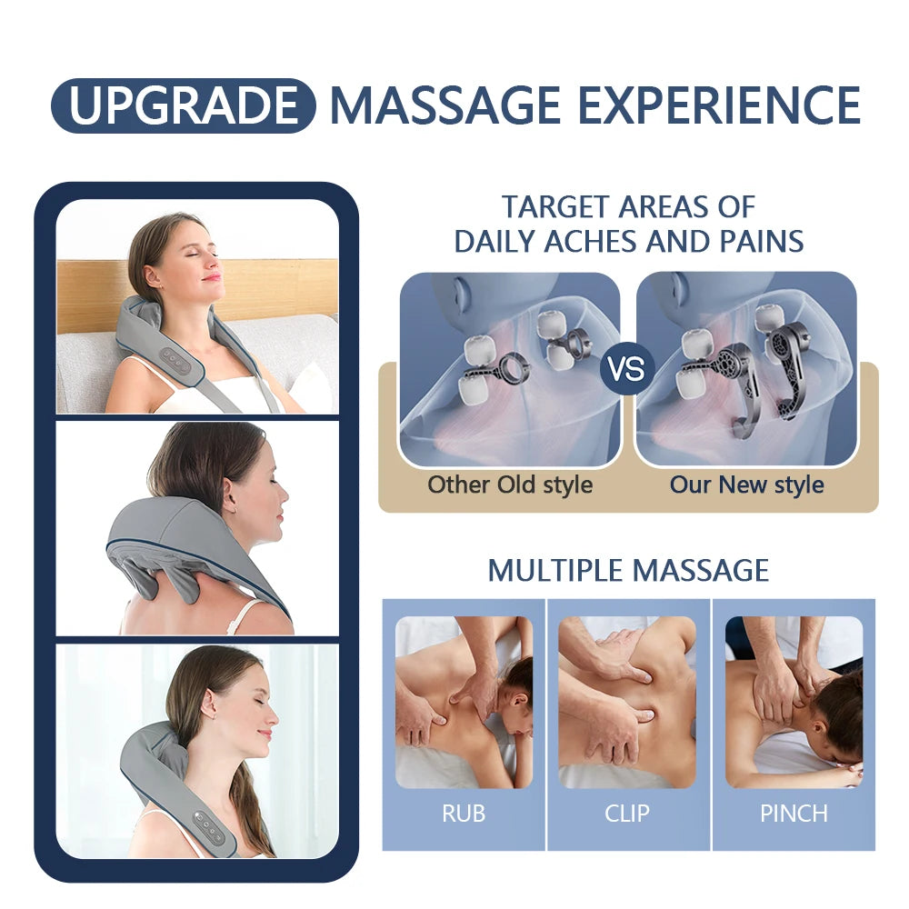 Revitalize Your Neck and Shoulders with the 26W Wireless Kneading Massage Shawl - Ultimate Relaxation for Back and Cervical Relief