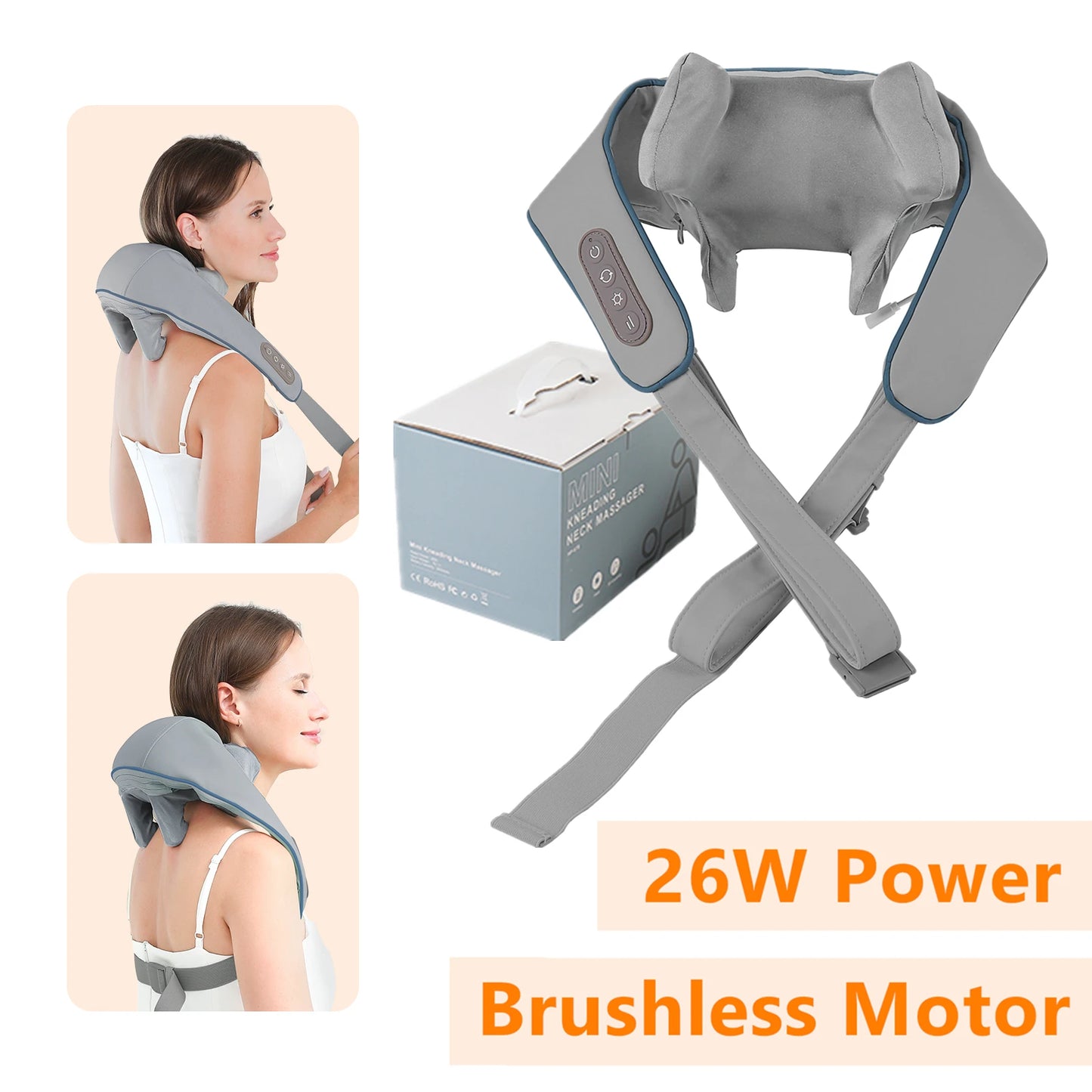 Experience Ultimate Relaxation with the 26W Wireless Neck and Shoulder Massager - Perfect for Trapezius and Cervical Relief