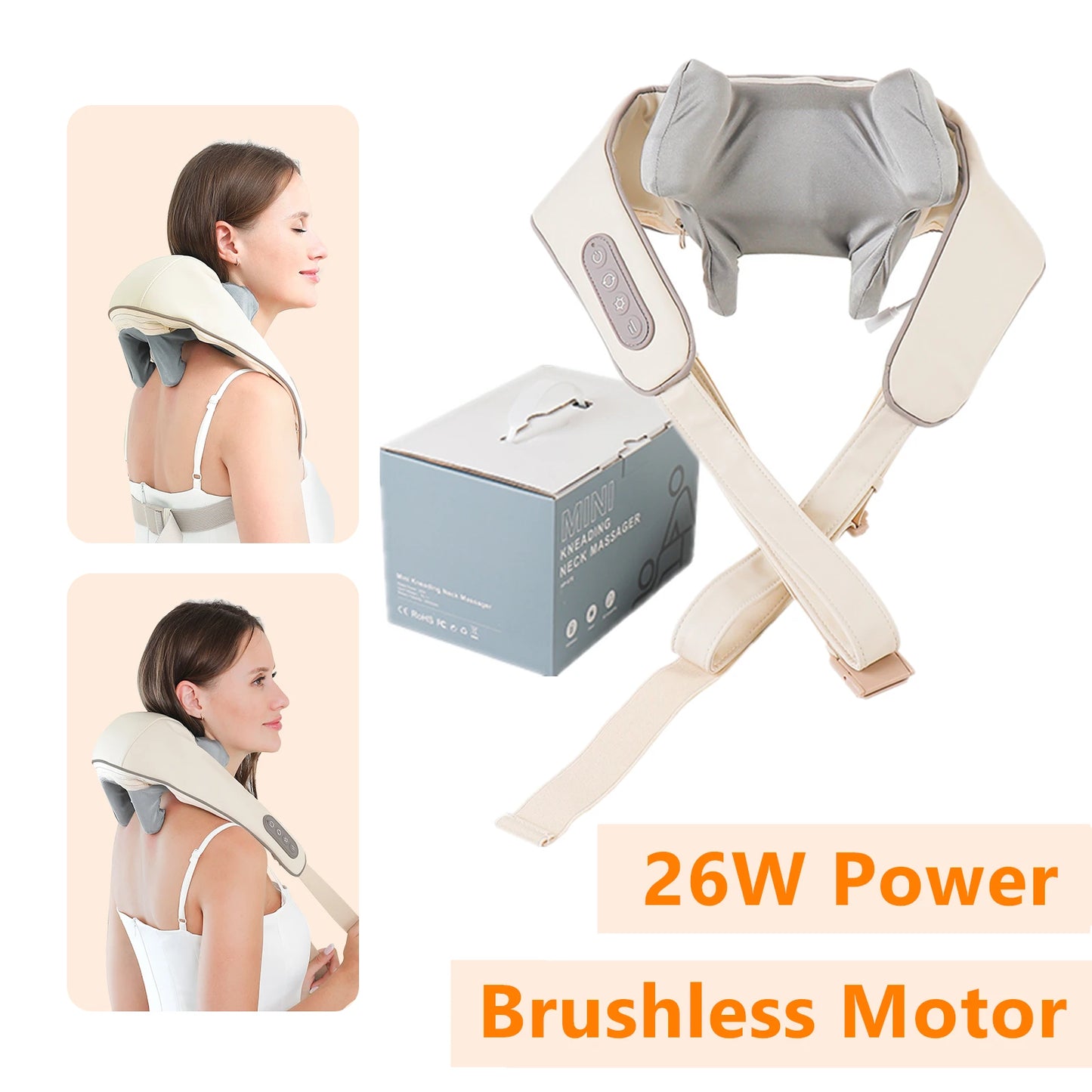 Experience Ultimate Relaxation with the 26W Wireless Neck and Shoulder Massager - Perfect for Trapezius and Cervical Relief