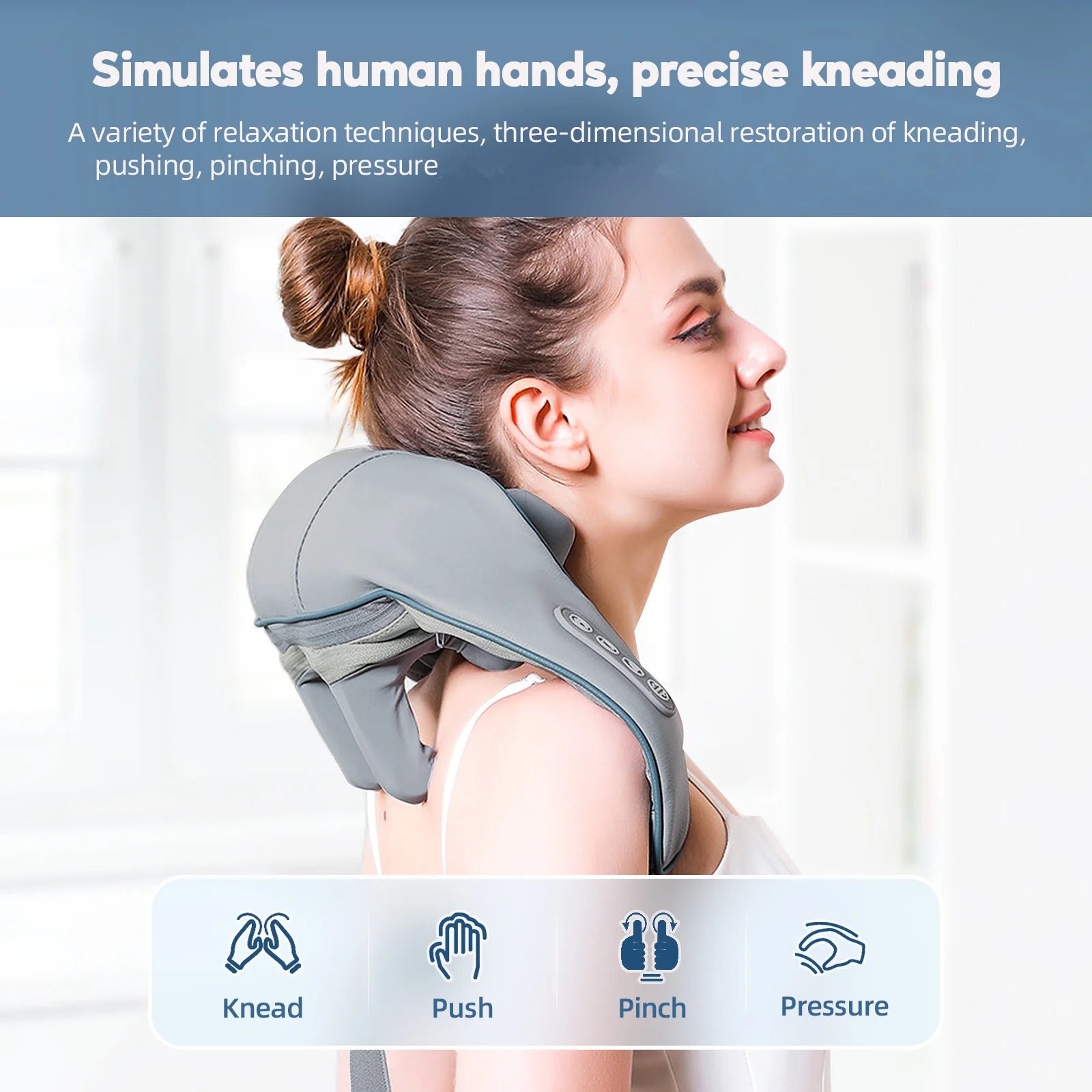 Experience Ultimate Relaxation with the 26W Wireless Neck and Shoulder Massager - Perfect for Trapezius and Cervical Relief
