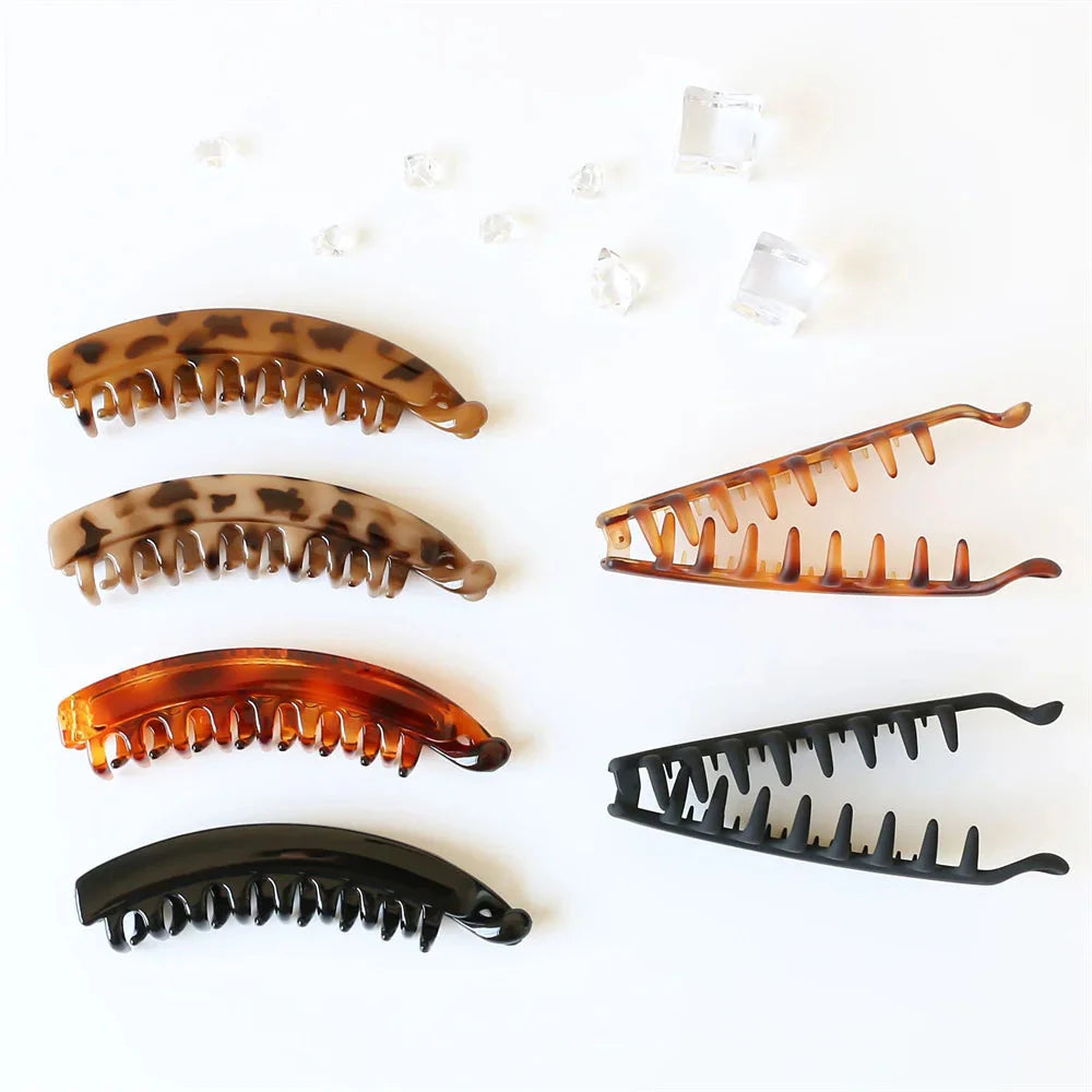 Frosted Solid Color Banana Hair Clips – Fashion Ponytail Barrettes &amp; Hair Claws for Women