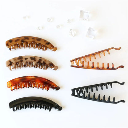 Frosted Solid Color Banana Hair Clips – Fashion Ponytail Barrettes &amp; Hair Claws for Women