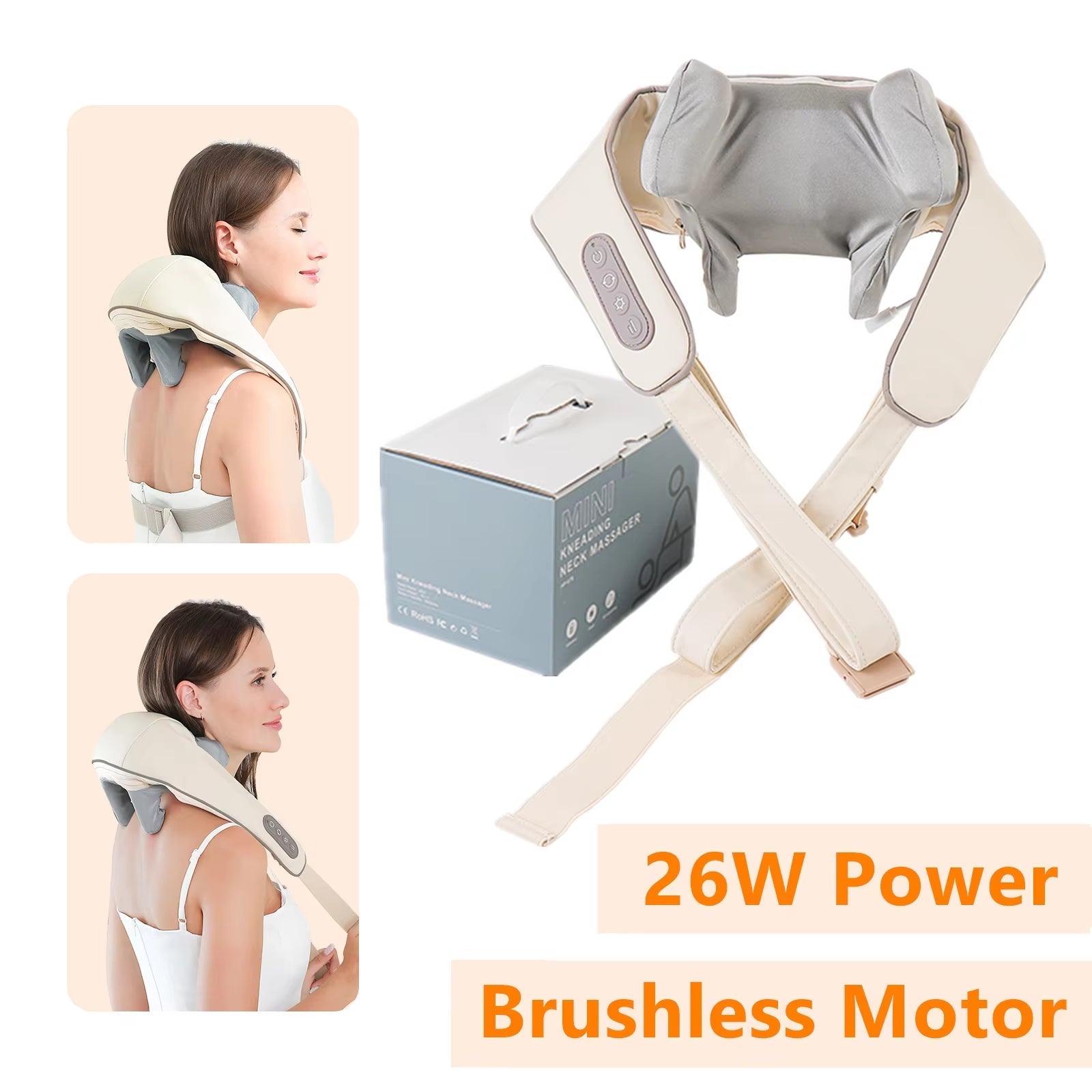 26W Wireless Kneading Massage Shawl for Neck, Shoulder & Back Relief