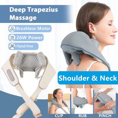 Revitalize Your Neck and Shoulders with the 26W Wireless Kneading Massage Shawl - Ultimate Relaxation for Back and Cervical Relief