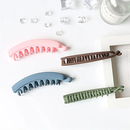 Frosted Solid Color Banana Hair Clips – Fashion Ponytail Barrettes &amp; Hair Claws for Women